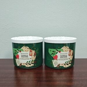 Bath & Body Works White Barn "VANILLA BALSAM" 3-Wick Candles - Set of 2